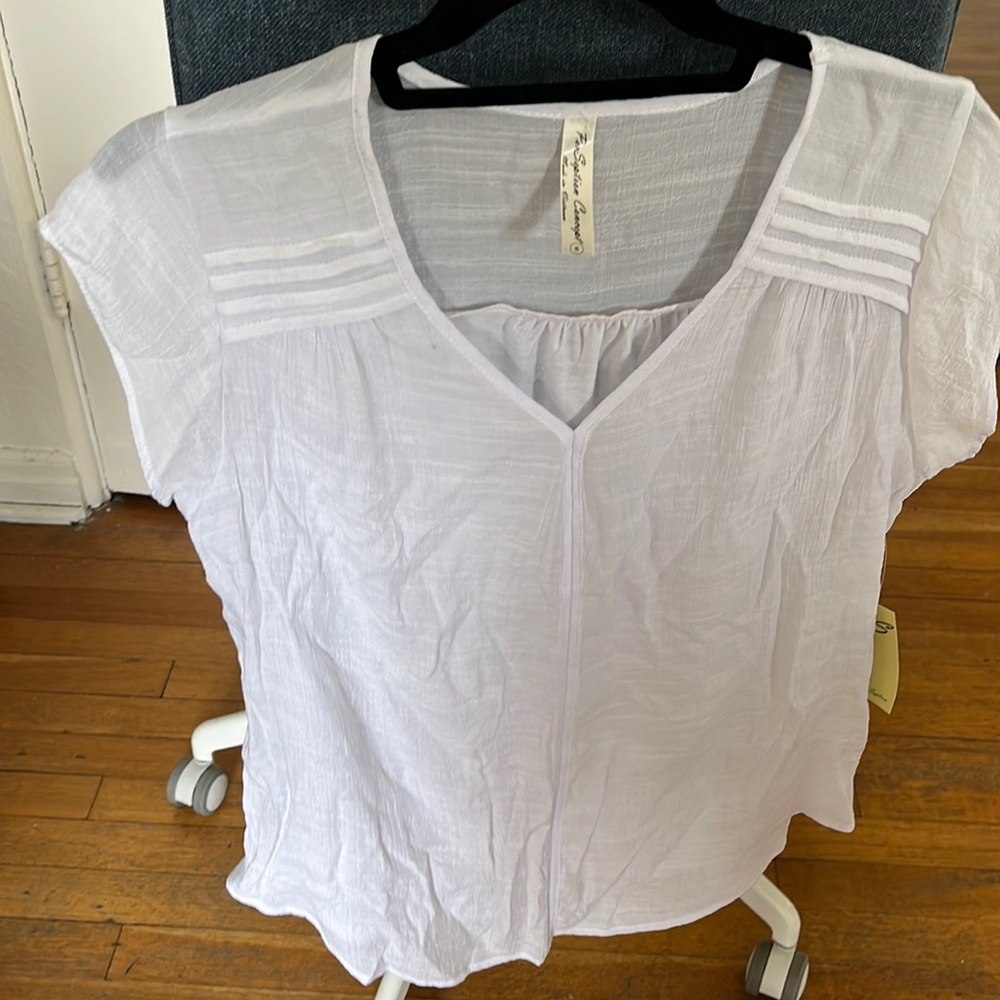 White v-neck blouse